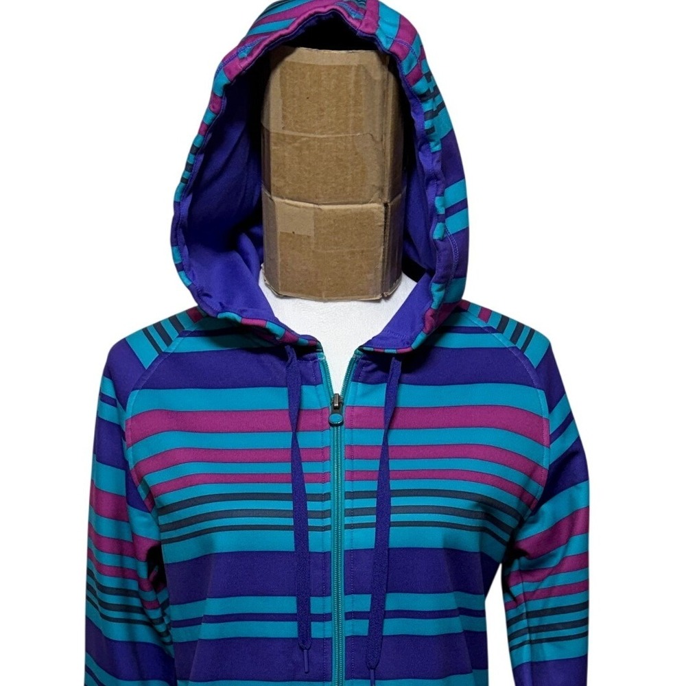 Under Armour Storm Hoodie Women Medium Blue Purple Striped Full‎ Zip Fleece